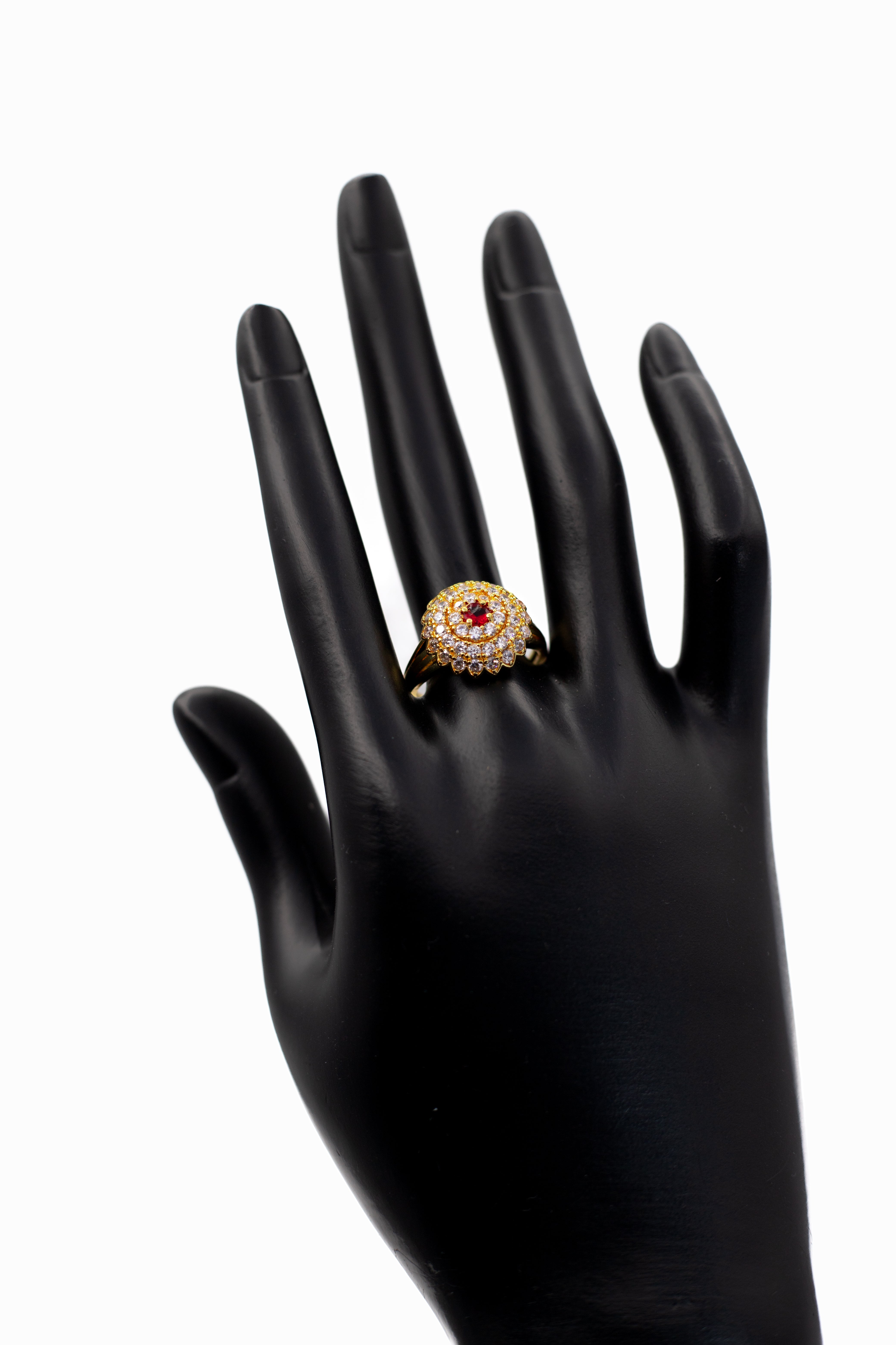 Golden Emerald-Cut Pave Ring (Adjustable)