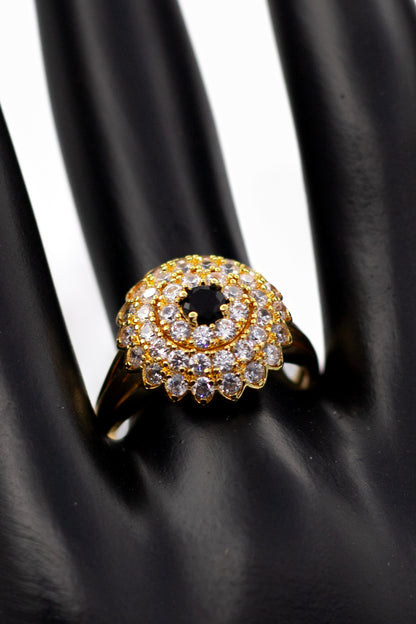 Golden Emerald-Cut Pave Ring (Adjustable)