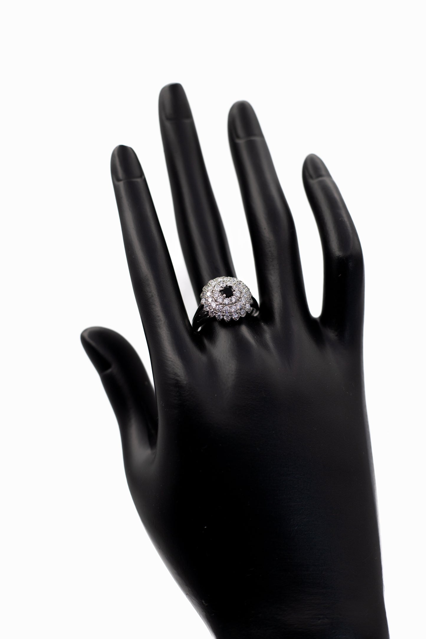 Silver Emerald-Cut Pave Ring (Adjustable)