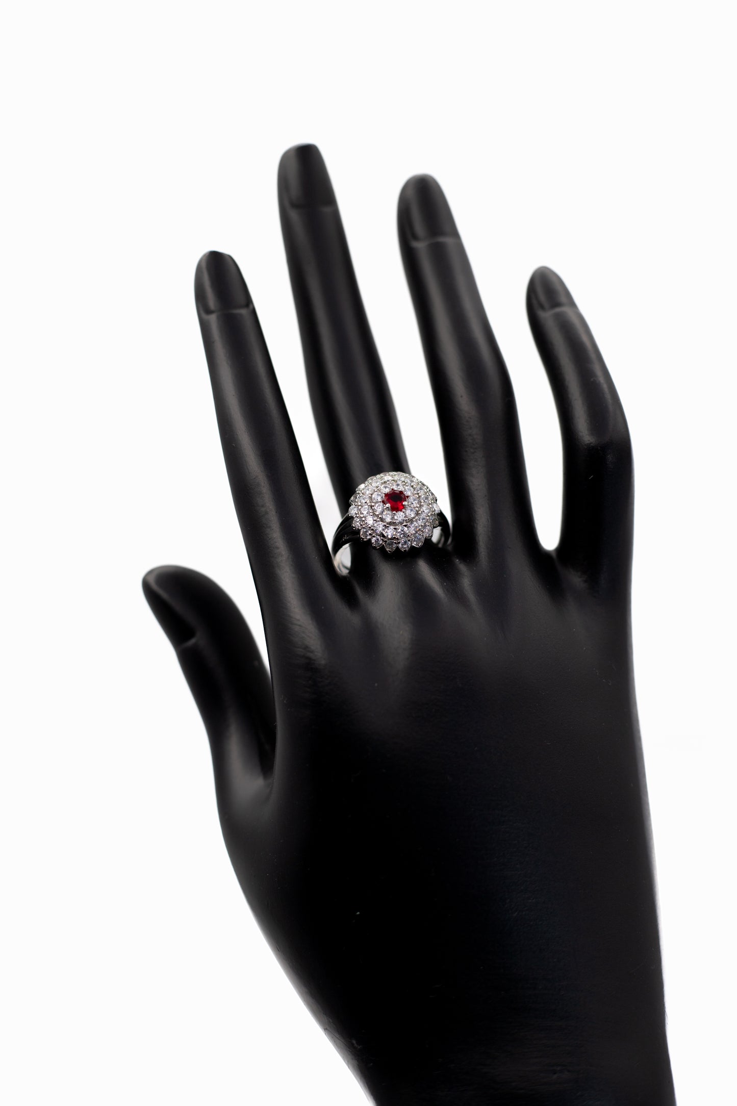 Silver Emerald-Cut Pave Ring (Adjustable)