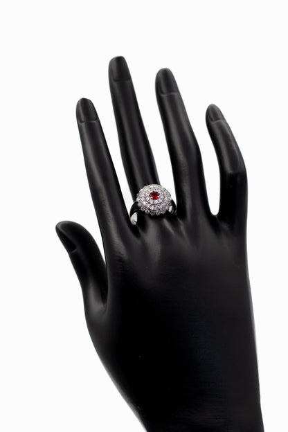 Silver Emerald-Cut Pave Ring (Adjustable)