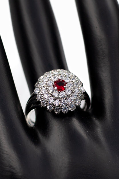 Silver Emerald-Cut Pave Ring (Adjustable)