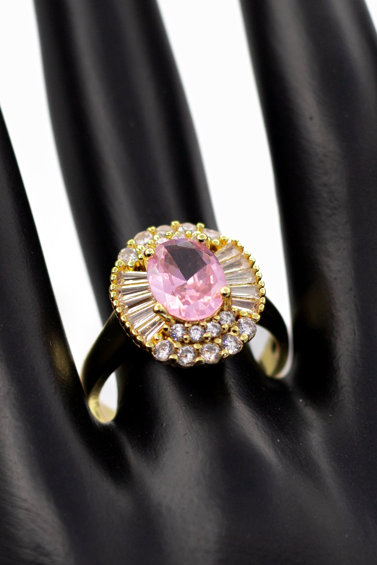 Golden Classic Emerald-Cut Crystal Ring (Adjustable)