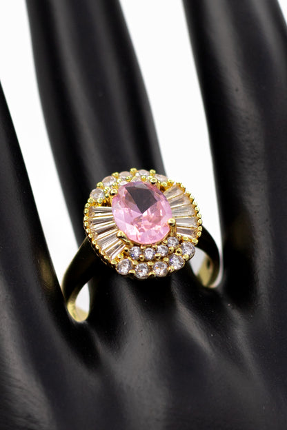 Golden Classic Emerald-Cut Crystal Ring (Adjustable)