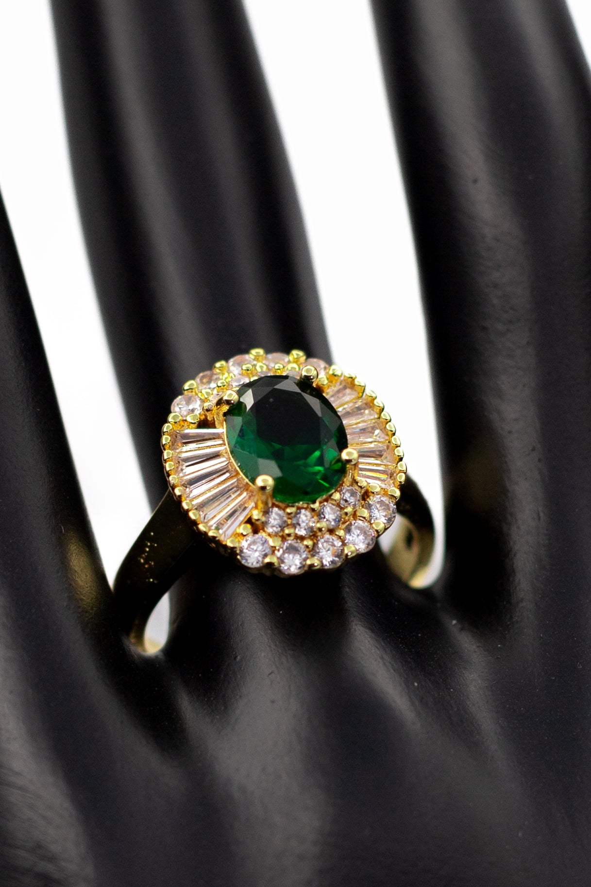 Golden Classic Emerald-Cut Crystal Ring (Adjustable)
