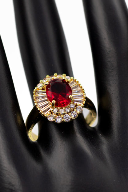 Golden Classic Emerald-Cut Crystal Ring (Adjustable)