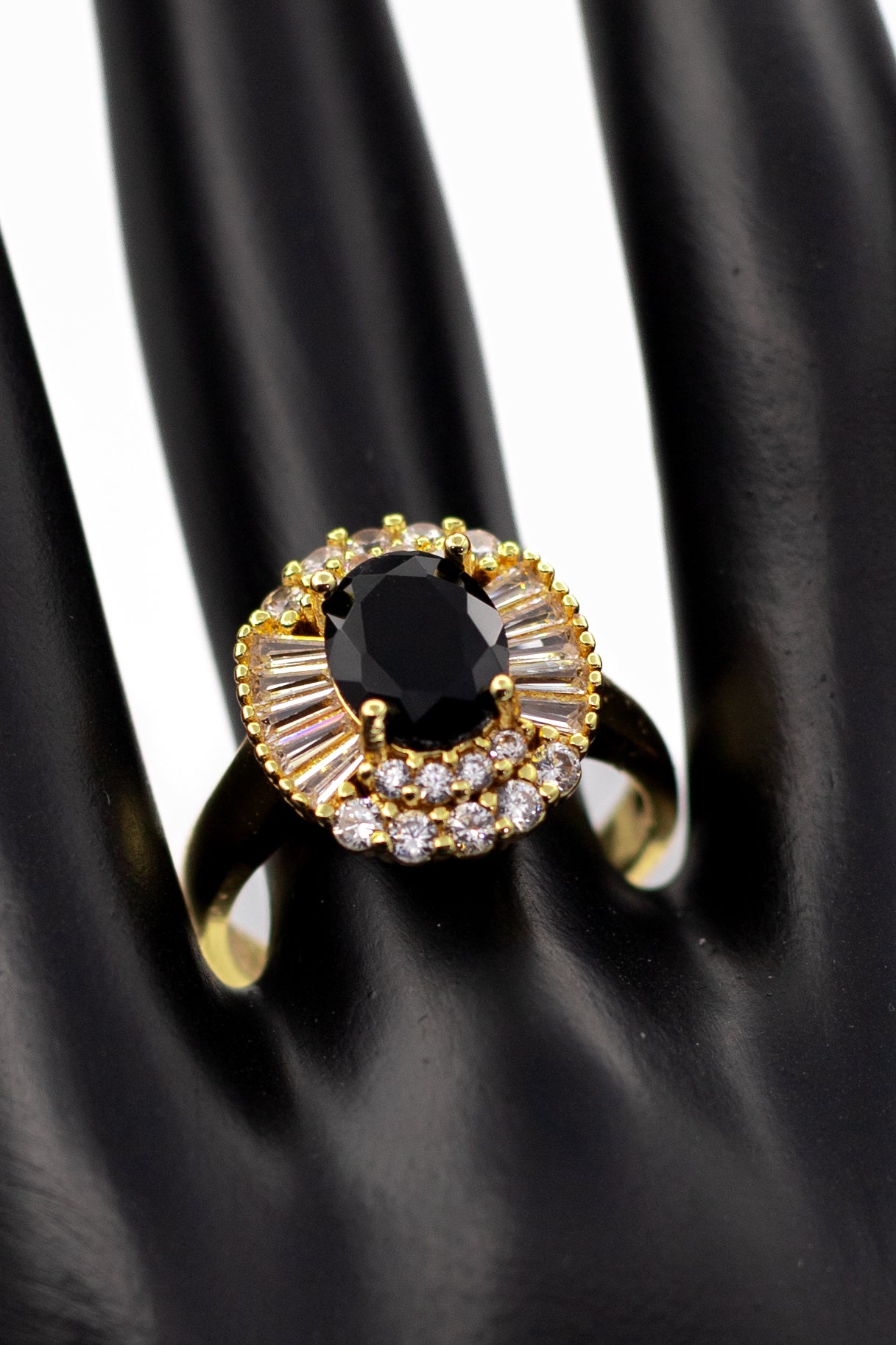 Golden Classic Emerald-Cut Crystal Ring (Adjustable)