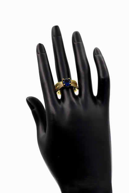 Golden Brilliant Round Crystal Ring (Adjustable)