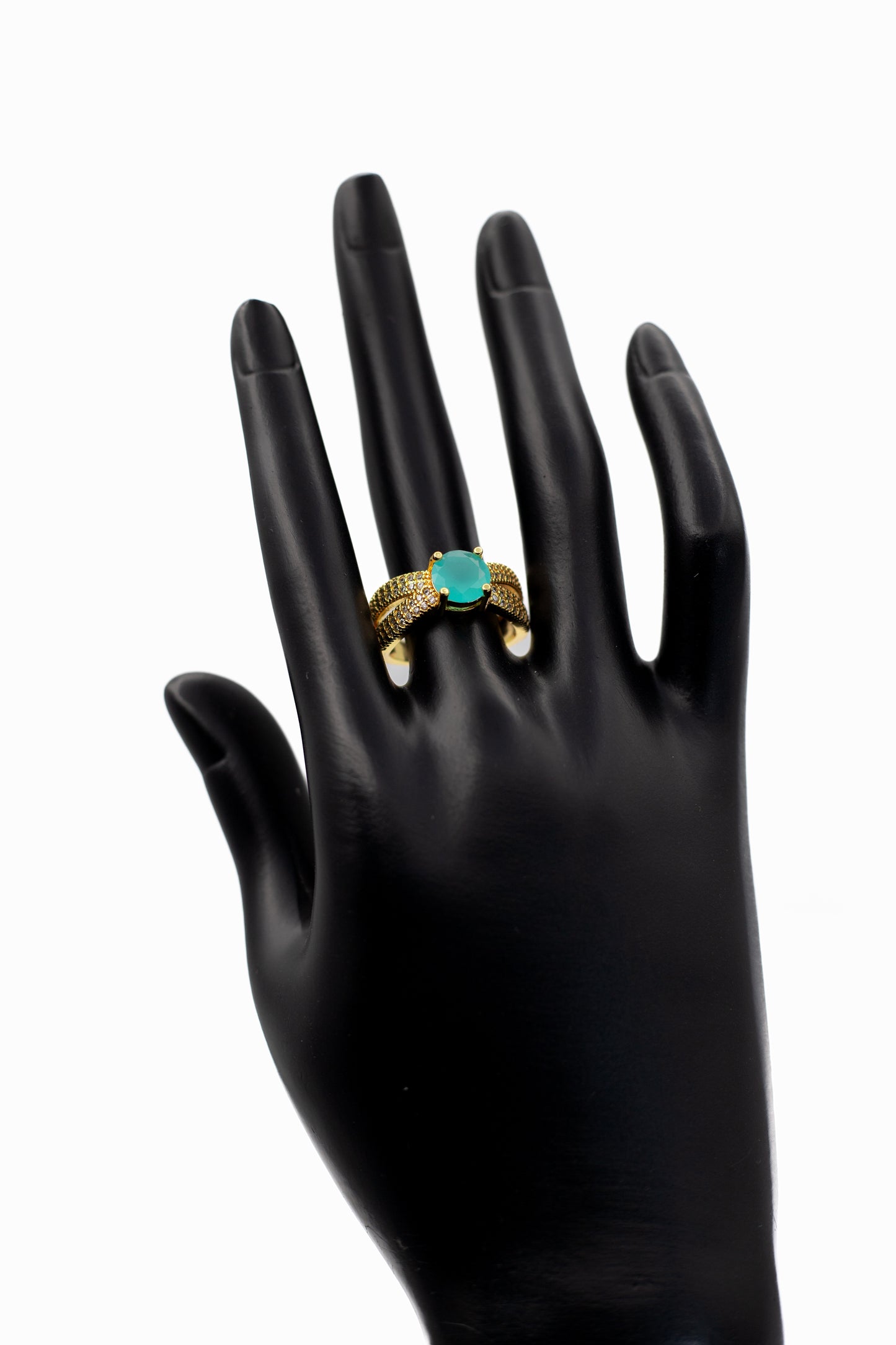 Golden Brilliant Round Crystal Ring (Adjustable)