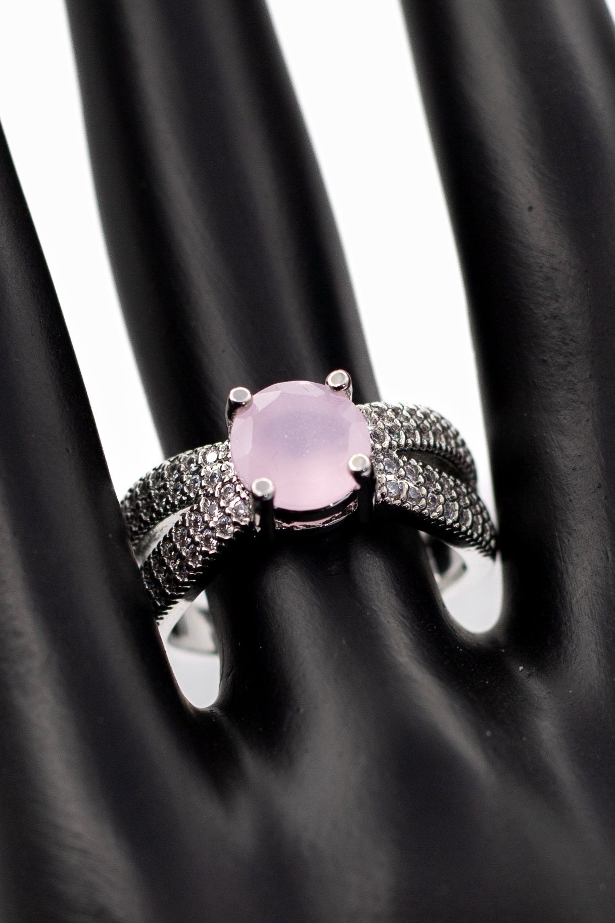 Silver Brilliant Round Crystal Ring (Adjustable)