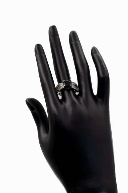 Silver Brilliant Round Crystal Ring (Adjustable)