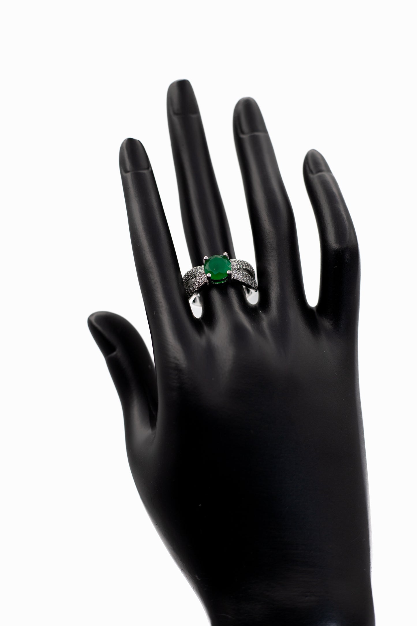 Silver Brilliant Round Crystal Ring (Adjustable)