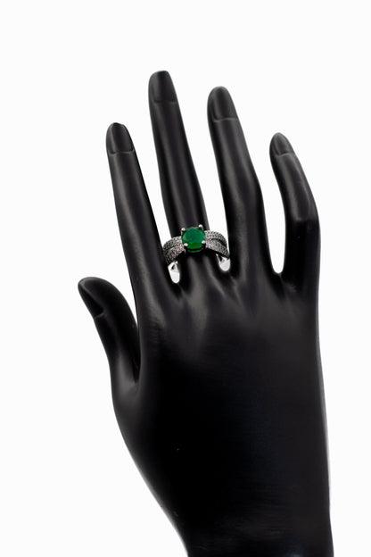 Silver Brilliant Round Crystal Ring (Adjustable)