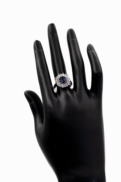 Silver Emerald-Cut Radiant Crystal Ring (Adjustable)