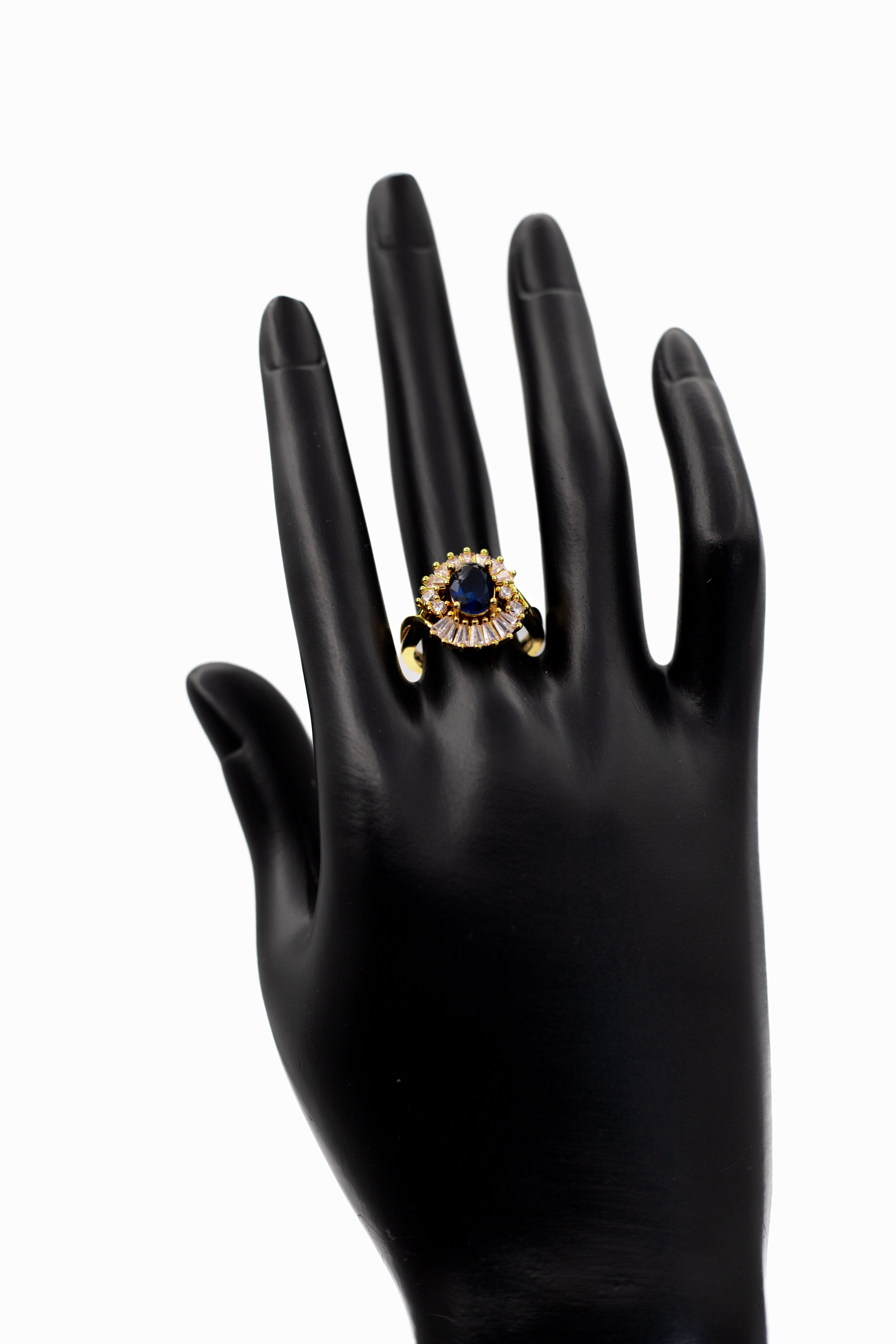 Golden Oval Radiant Crystal Ring (Adjustable)