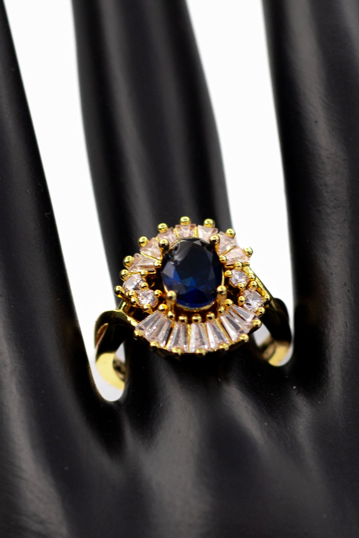 Golden Oval Radiant Crystal Ring (Adjustable)