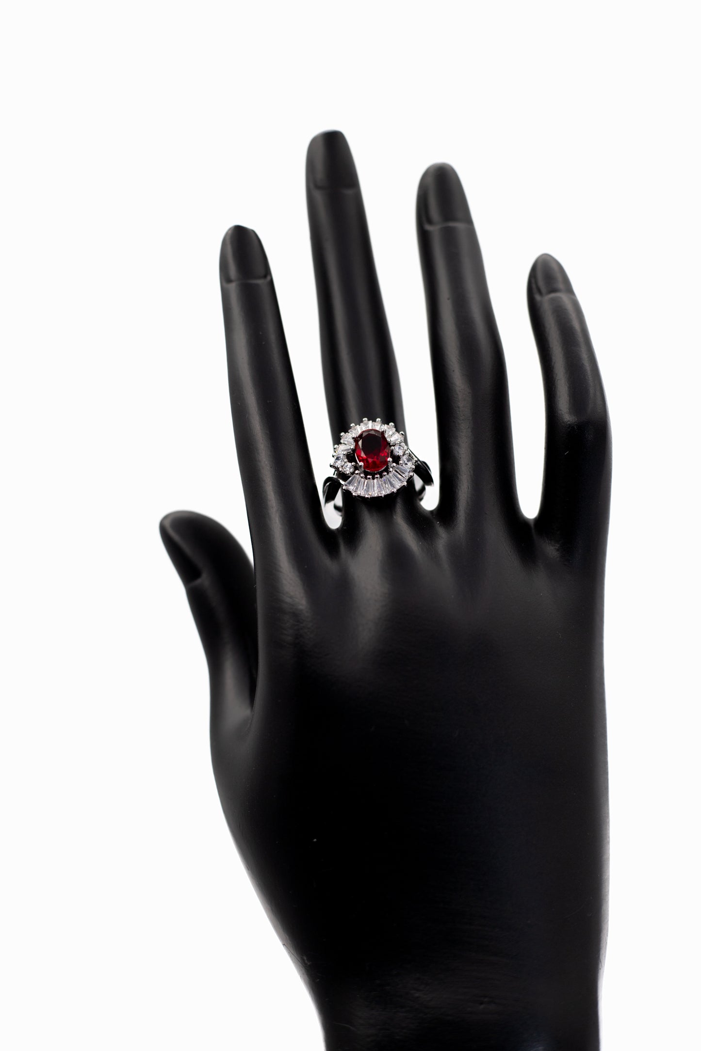 Silver Oval Radiant Crystal Ring (Adjustable)