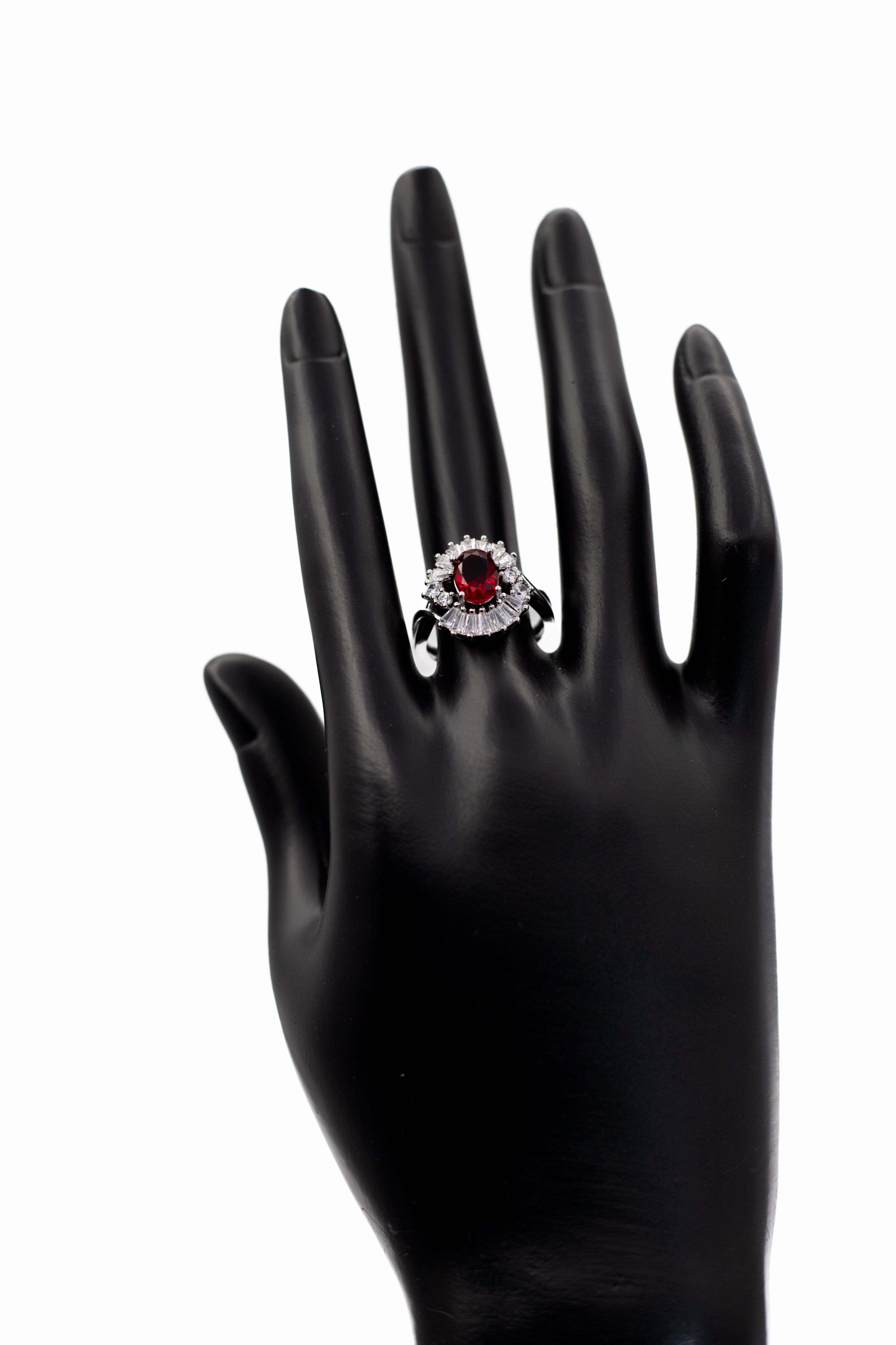 Silver Oval Radiant Crystal Ring (Adjustable)