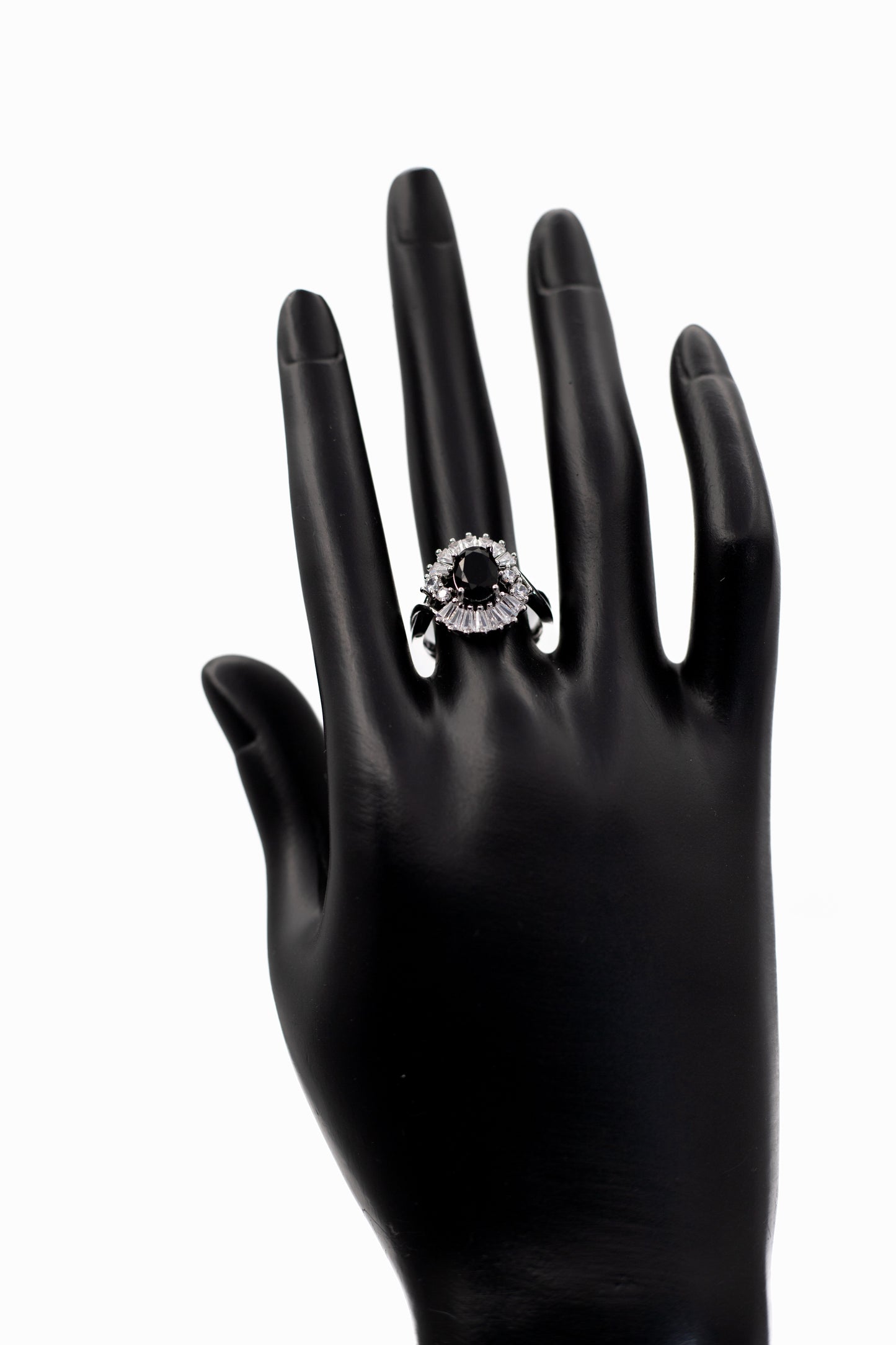 Silver Oval Radiant Crystal Ring (Adjustable)