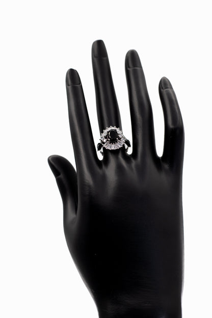 Silver Oval Radiant Crystal Ring (Adjustable)