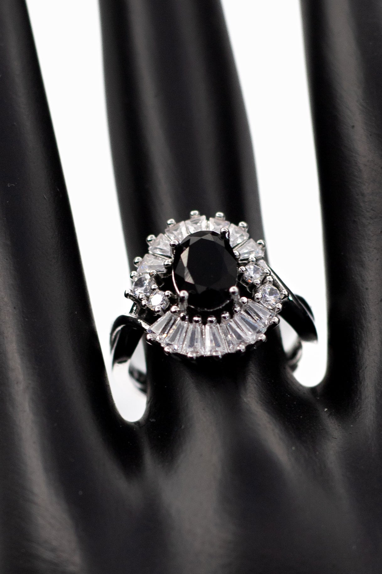 Silver Oval Radiant Crystal Ring (Adjustable)