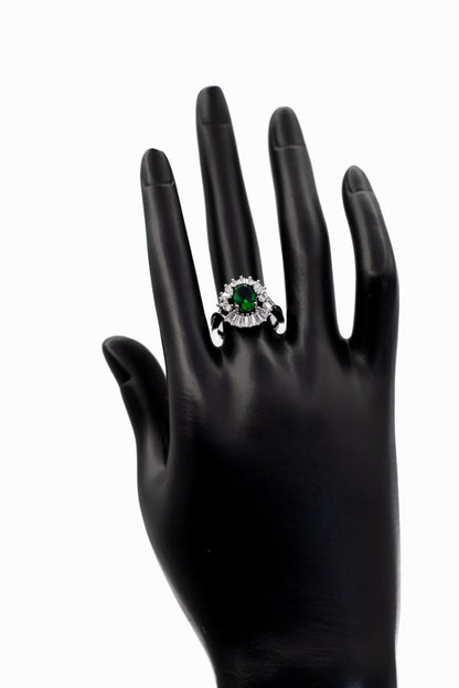 Silver Oval Radiant Crystal Ring (Adjustable)