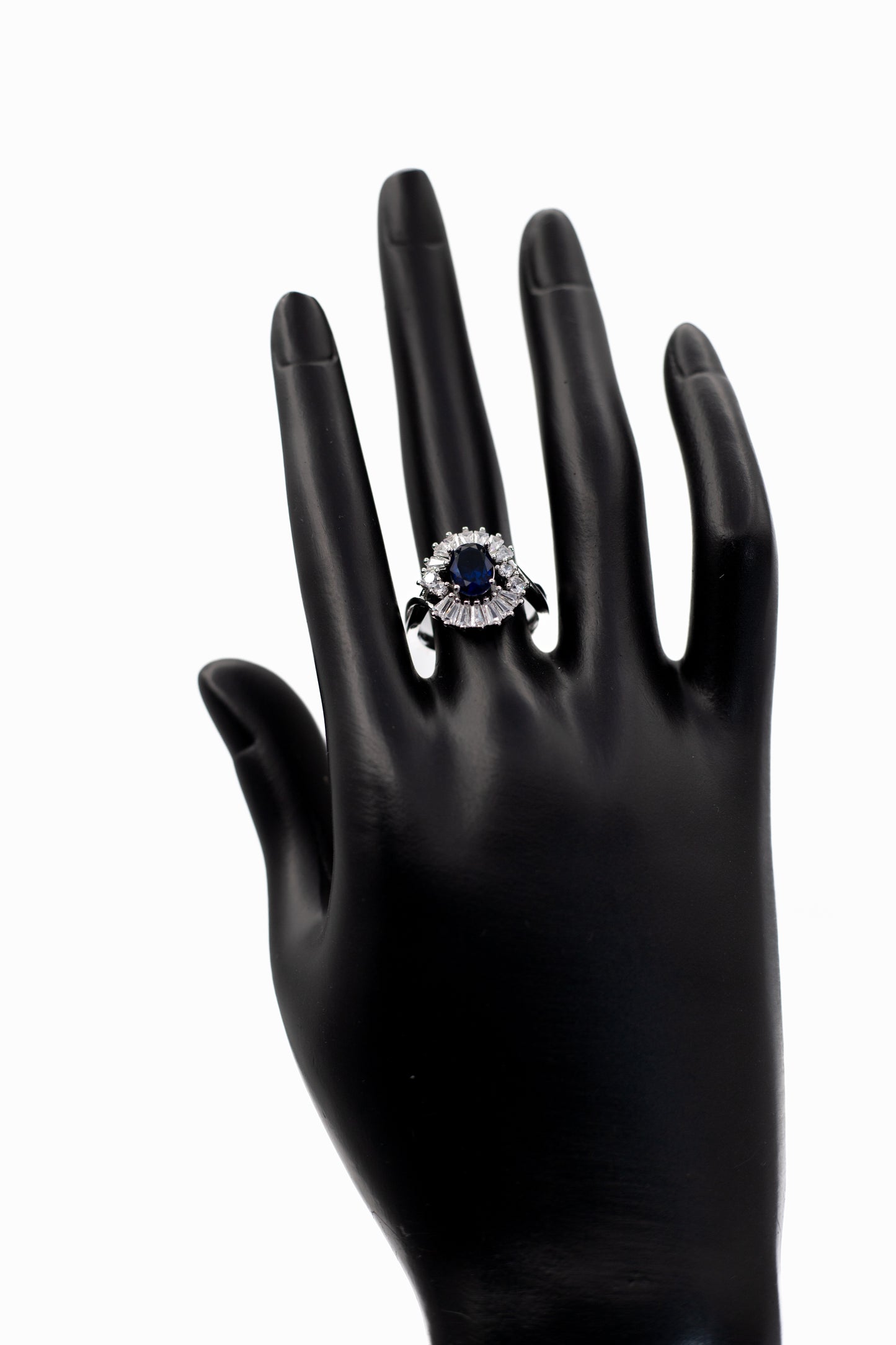 Silver Oval Radiant Crystal Ring (Adjustable)