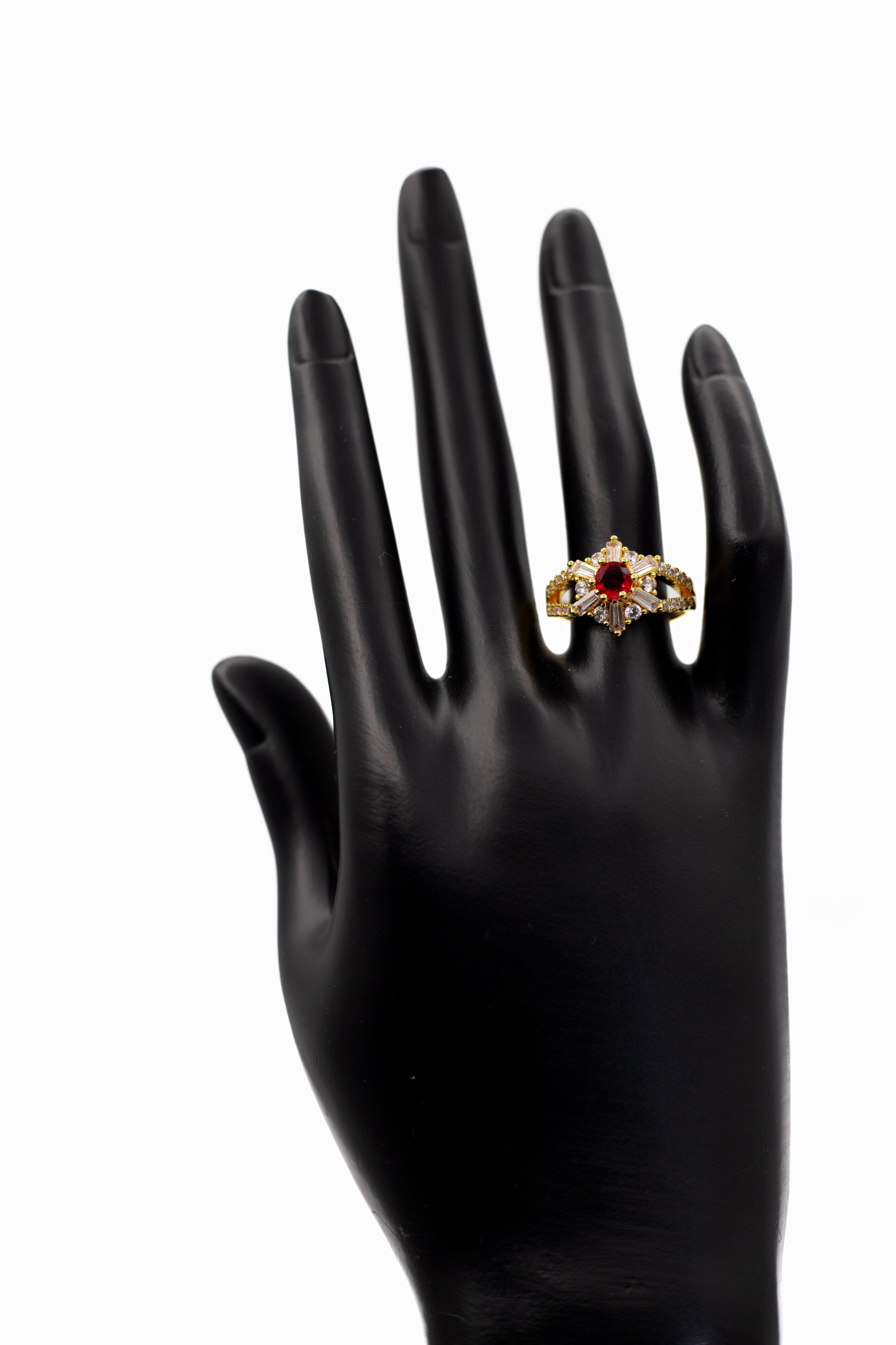 Golden Radiant Starburst Crystal Ring (Adjustable)