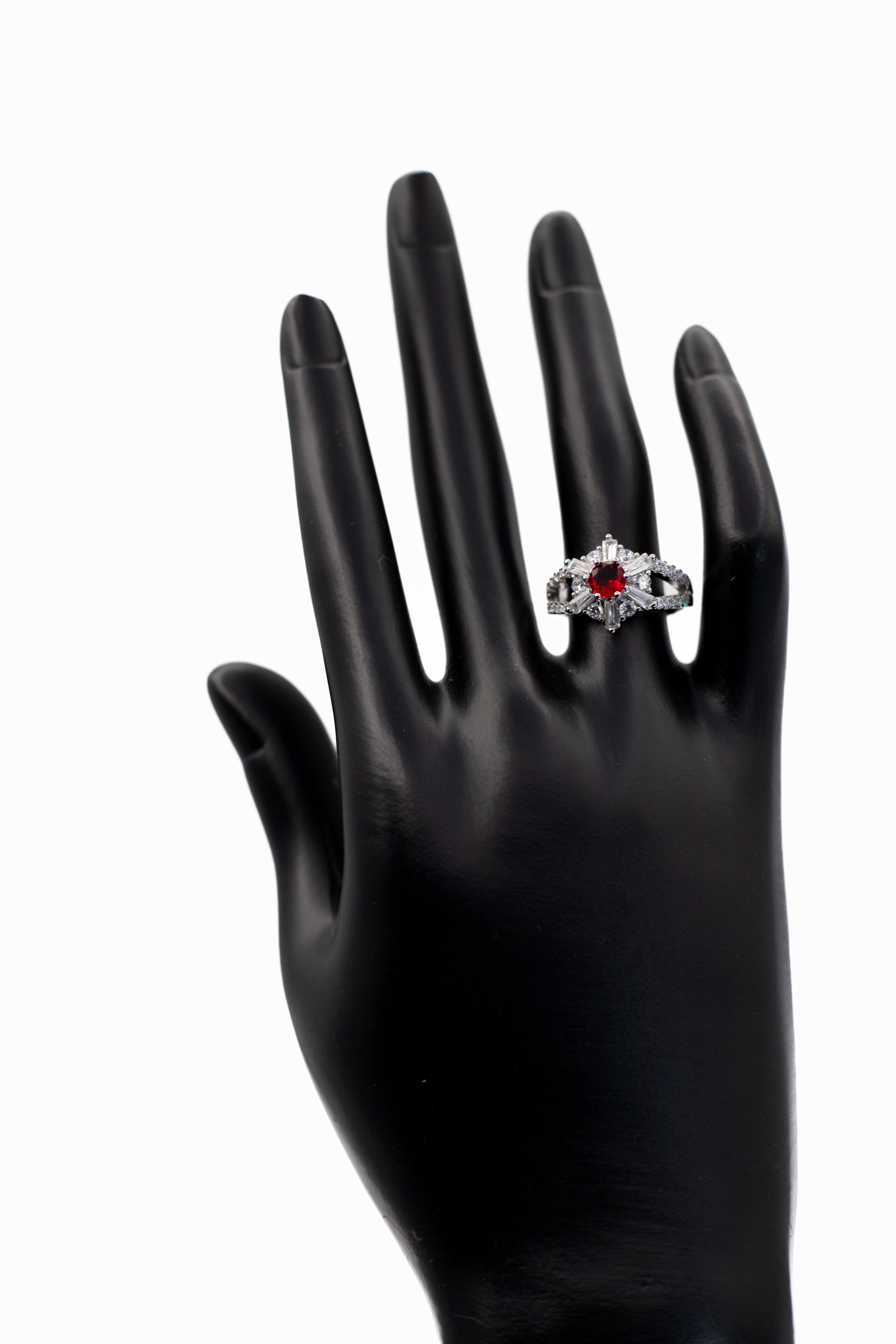 Silver Radiant Starburst Crystal Ring (Adjustable)