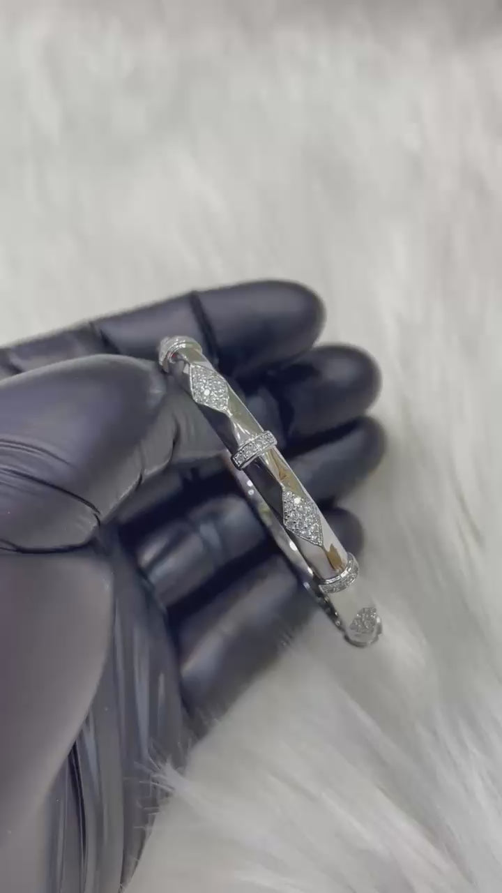 Argent Faceted Diamond-Accent Bracelet